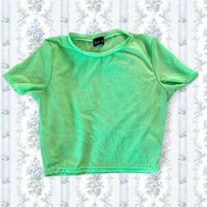 Day G women's M neon lime green mesh crop top